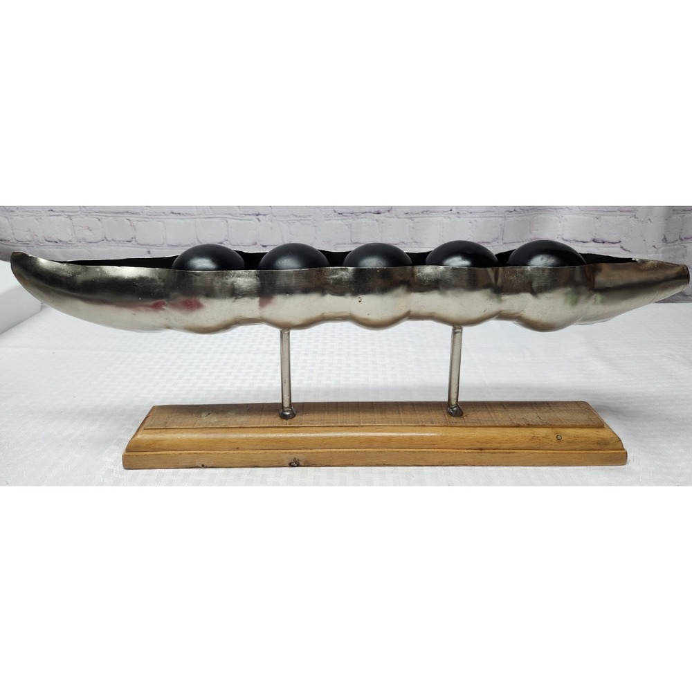 Steel and Mango Wood Peas Pea Pod Canoe Art Deco Display Decoration Made India